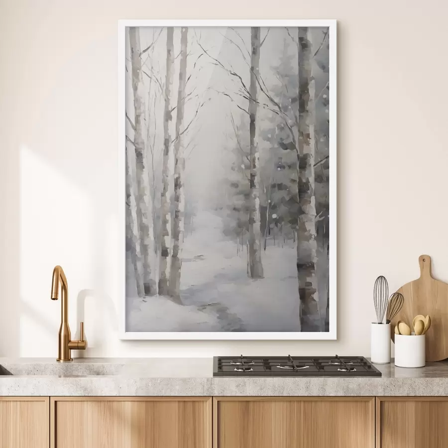 Fototapetes Bērzu koki ziemas mežā f46129