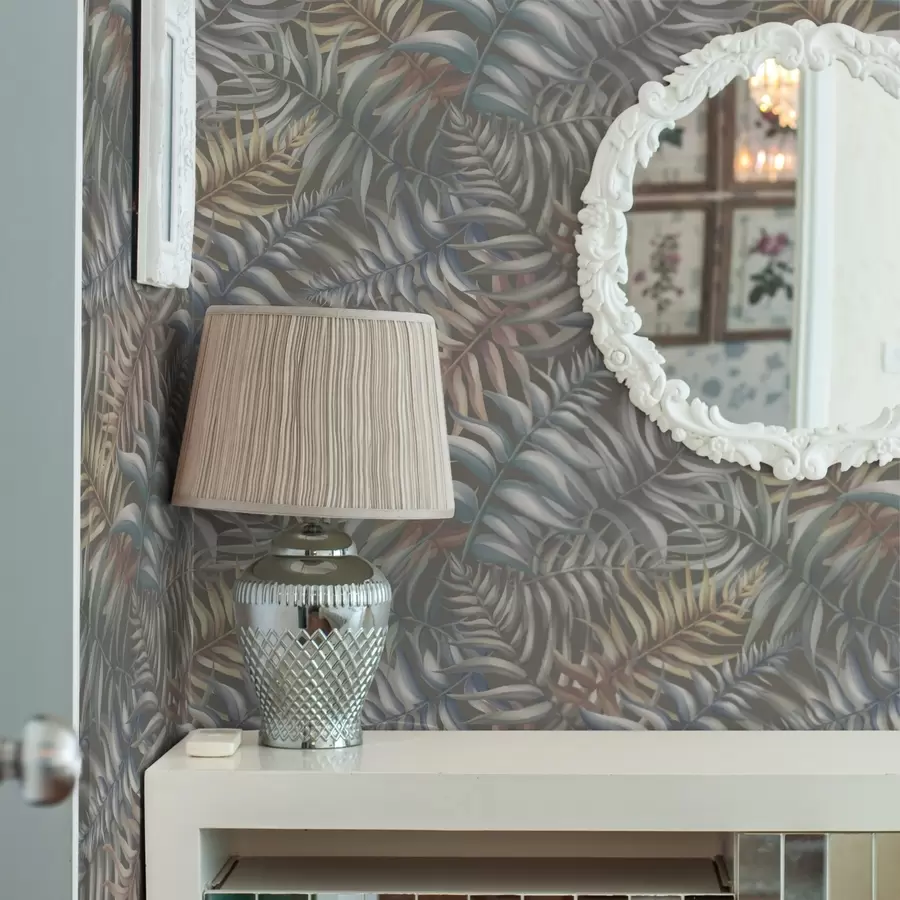 Fototapetes Kārtu palmu lapas klusinātos toņos a00789