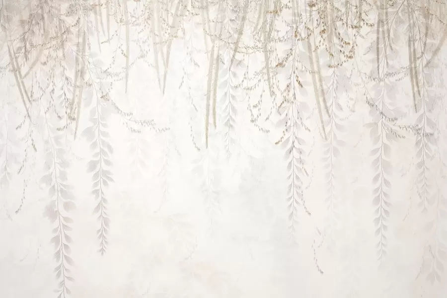 Fototapetes Gaiši karājošās lapas un zari smilškrāsas toņos w09433