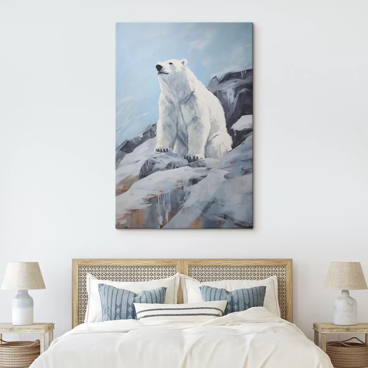 Glezna Lācis sēž uz ledus gabala s46199