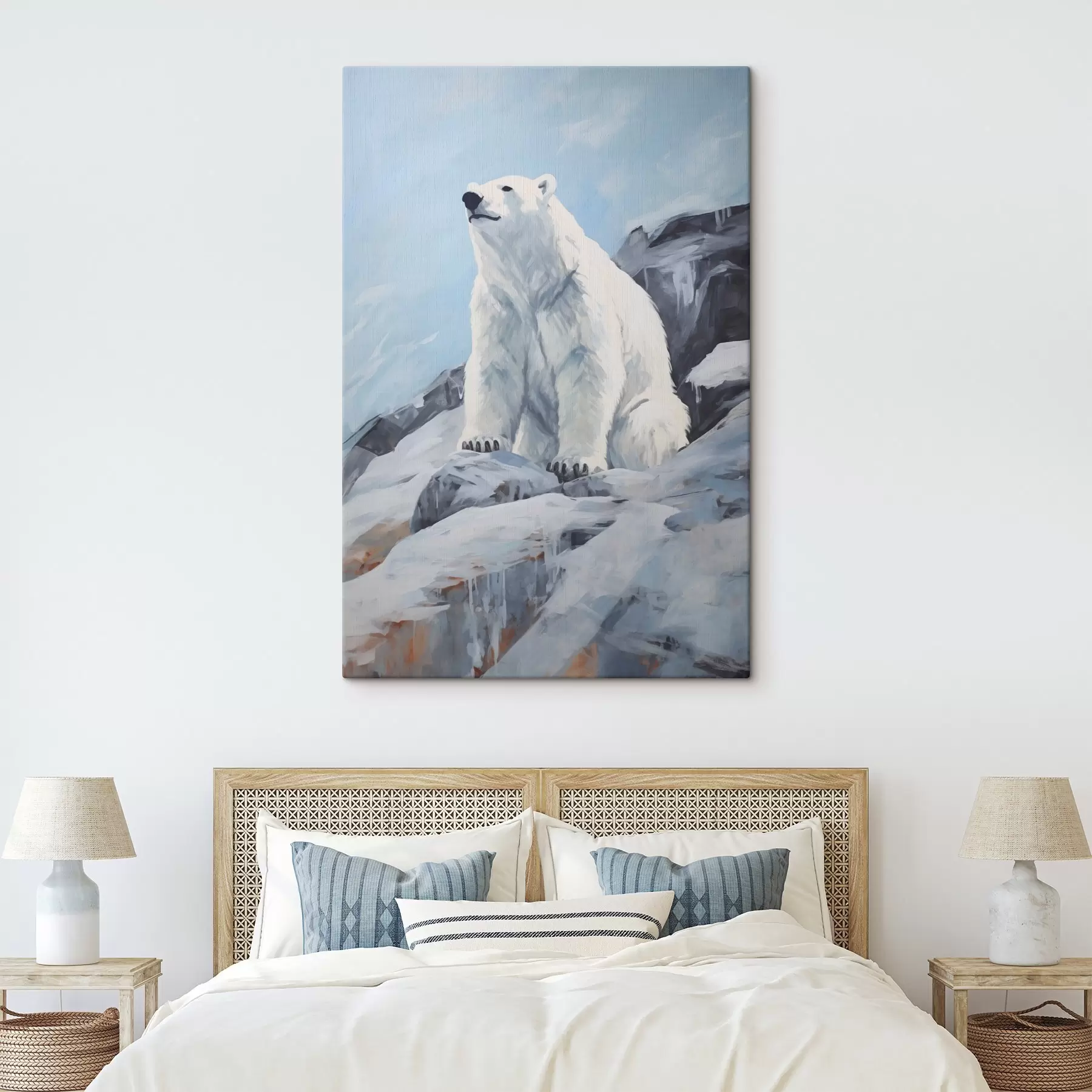 Glezna Lācis sēž uz ledus gabala s46199