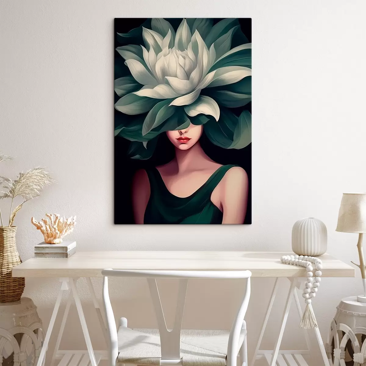 Glezna Meitene ar ziedu s46207