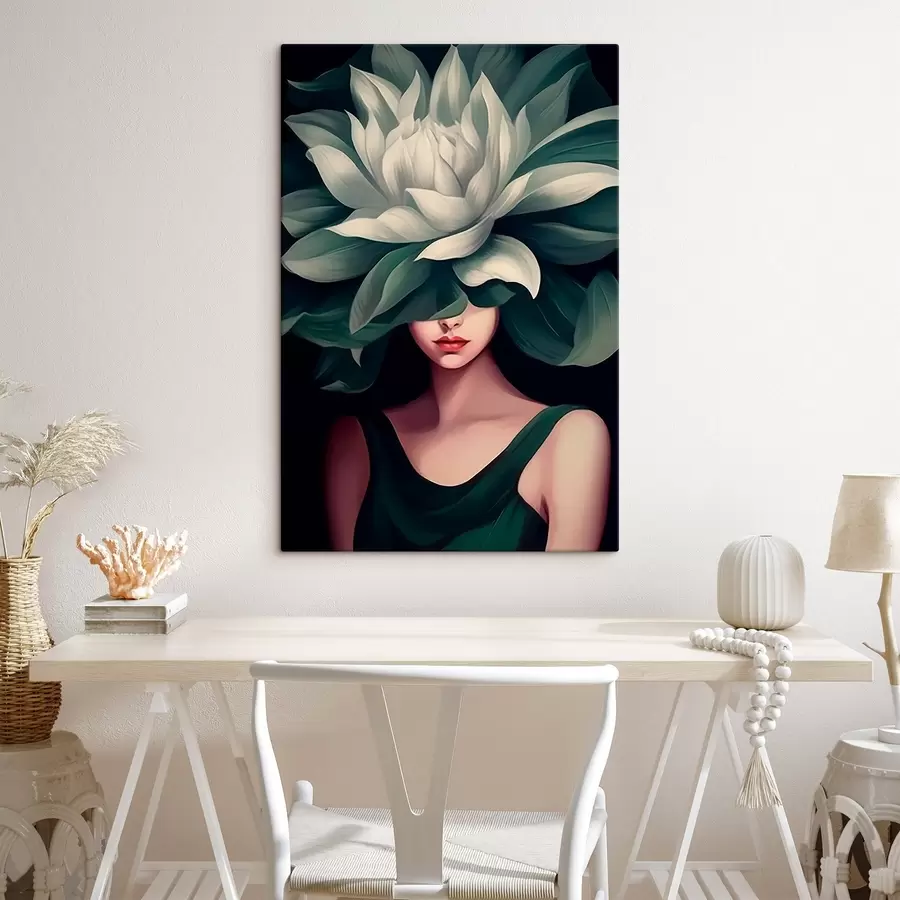 Glezna Meitene ar ziedu s46207