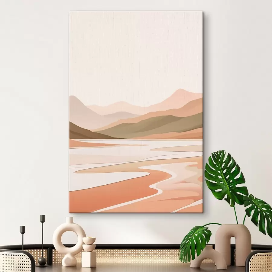Glezna Abstrakts ainavas ar kalniem un upi s46249