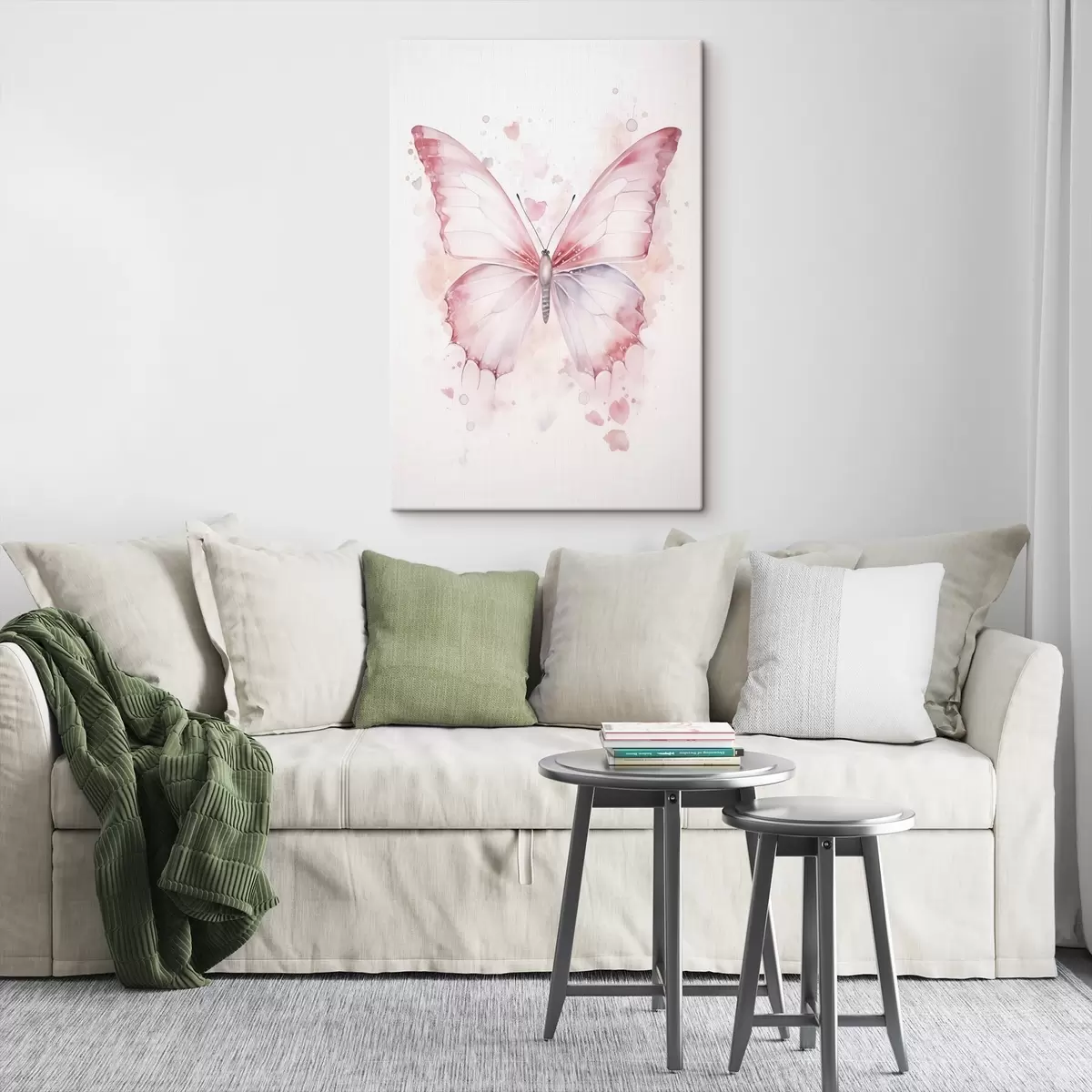 Glezna Rozā tauriņš, akvareļu tehnika s46073