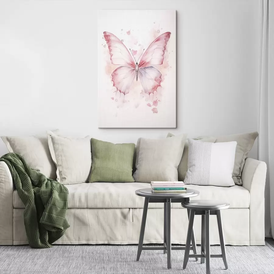 Glezna Rozā tauriņš, akvareļu tehnika s46073