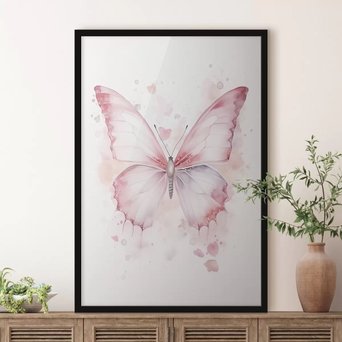 Plakāts Rozā tauriņš, akvareļu tehnika f46073