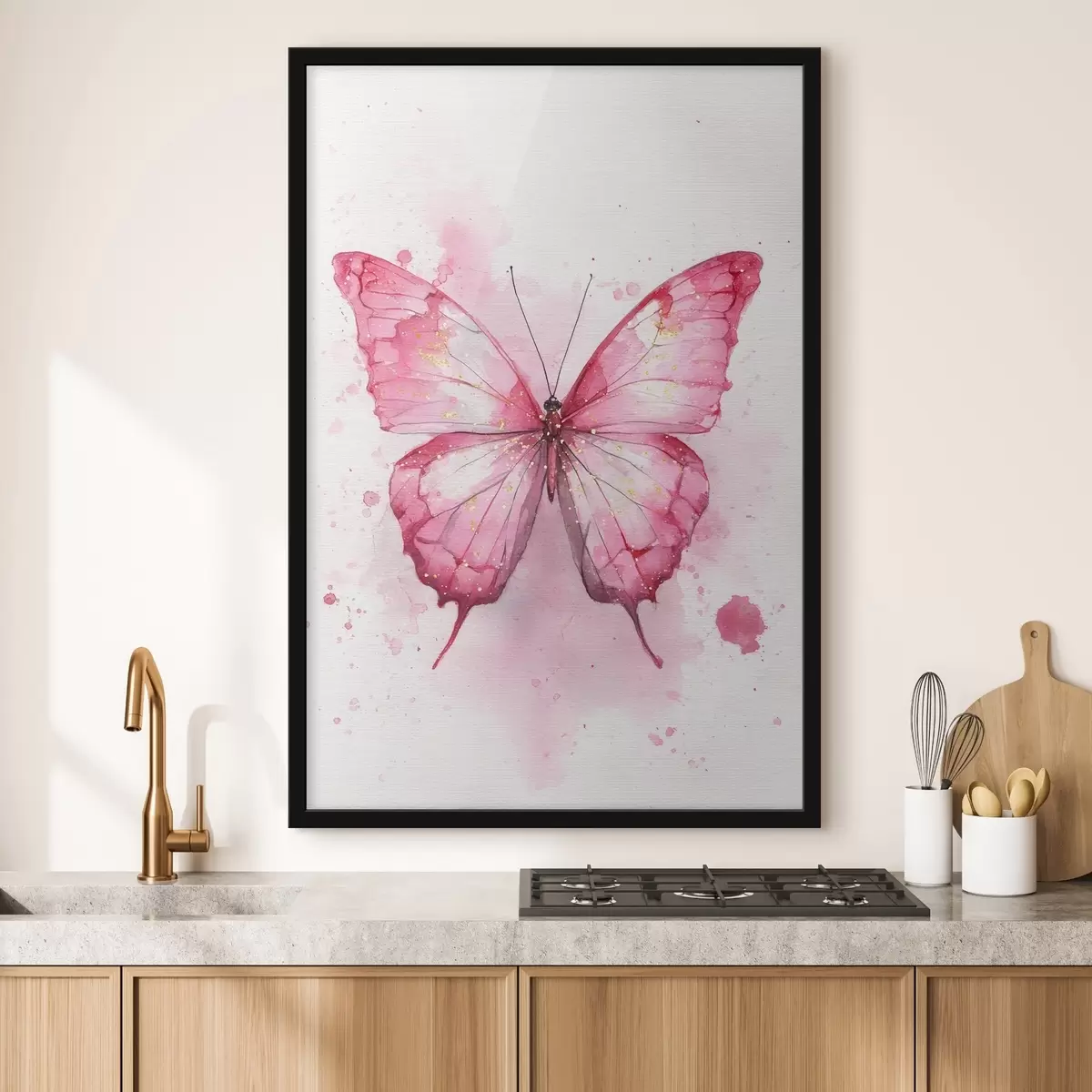 Plakāts Delikāts tauriņš uz akvareļa fona f46077