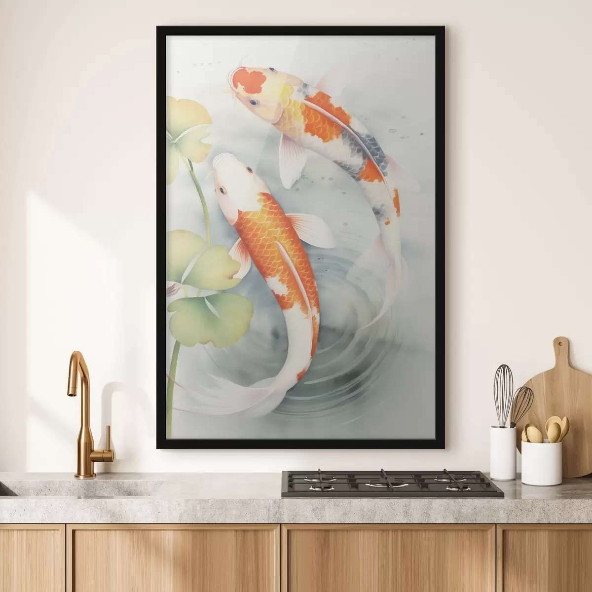 Plakāts Divas krāšņas zivis dīķī f46086