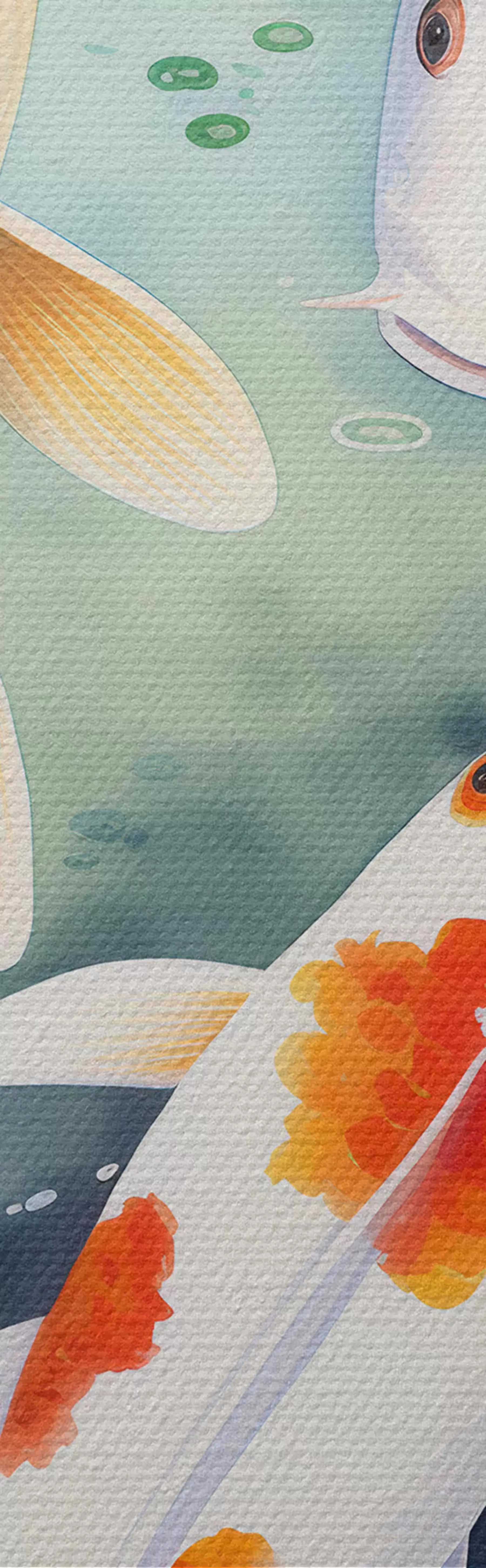 Glezna Skaisti lotosa ziedi un zivis m00868