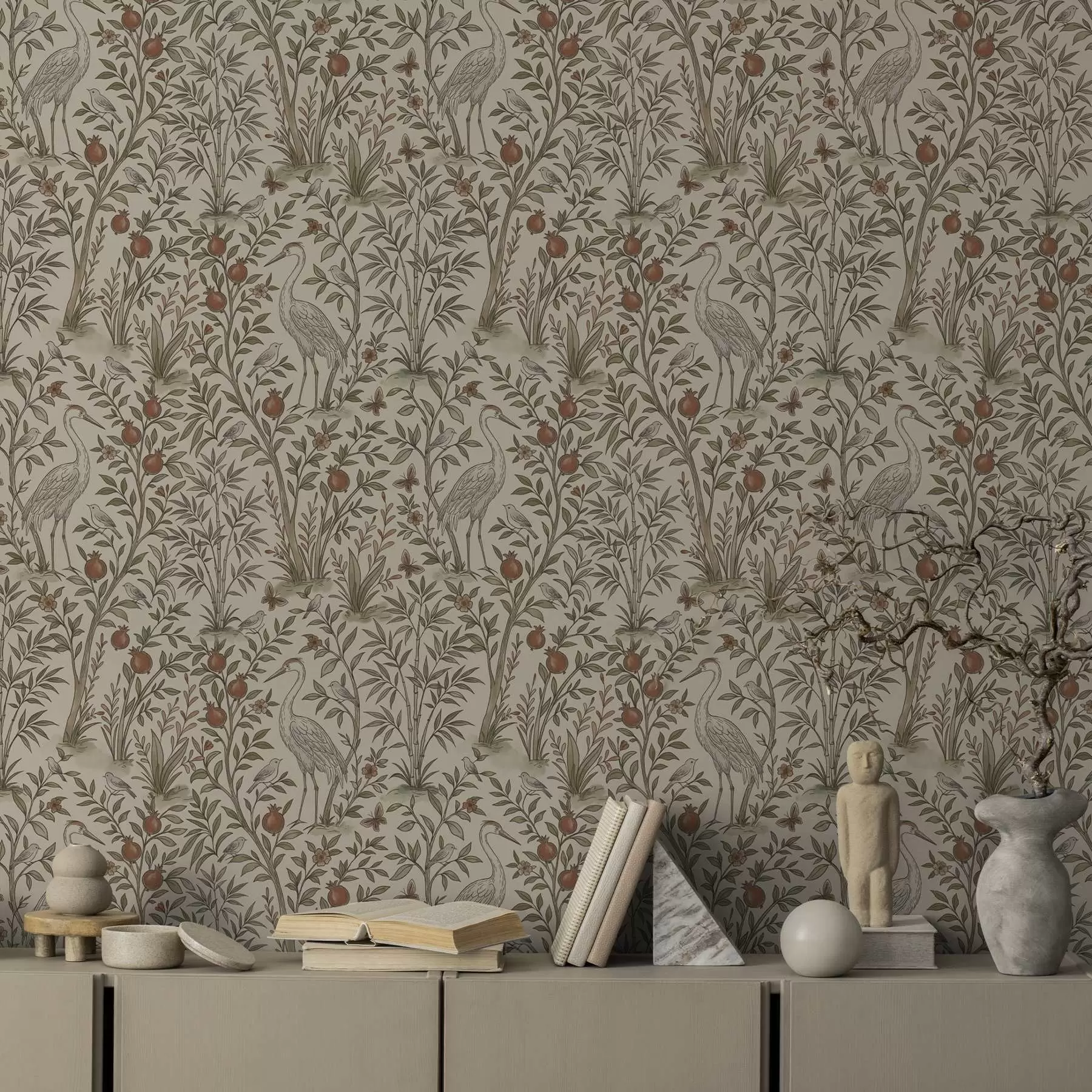 Fototapetes Putni granātābolu koku vidū dabiskā vidē a00699