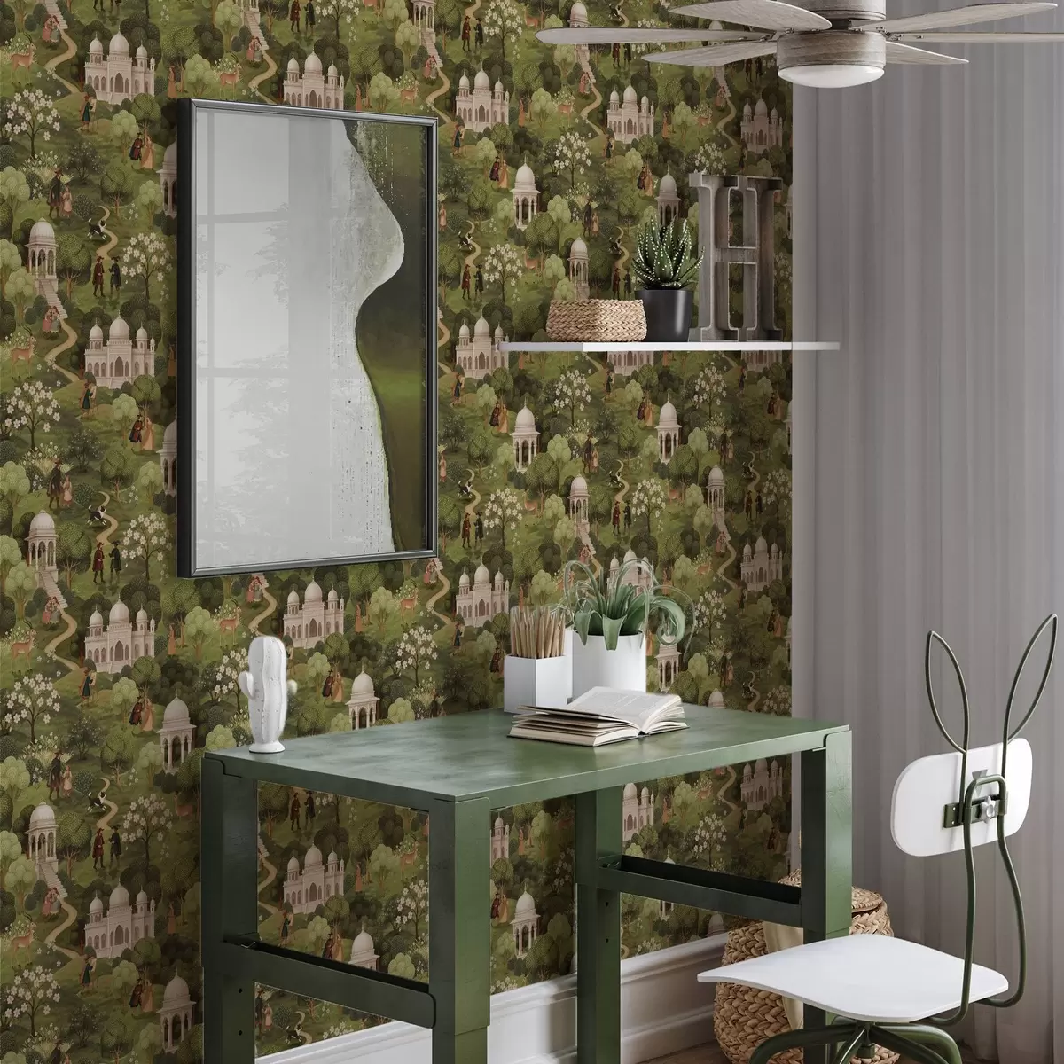 Tapetes Parka ainava ar kokiem un arhitektūru ainavas stilā a00705