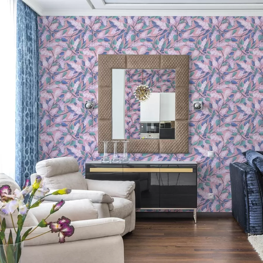 Fototapetes Maigi ziedi rozā fonā, pavasara noskaņa a00797