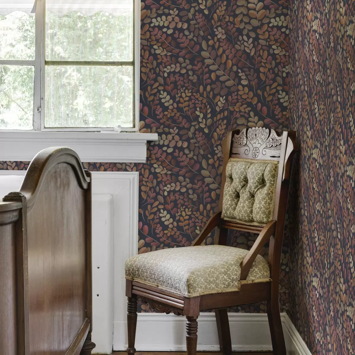 Tapetes Rudens lapas siltos oranžrozā toņos a00799v2