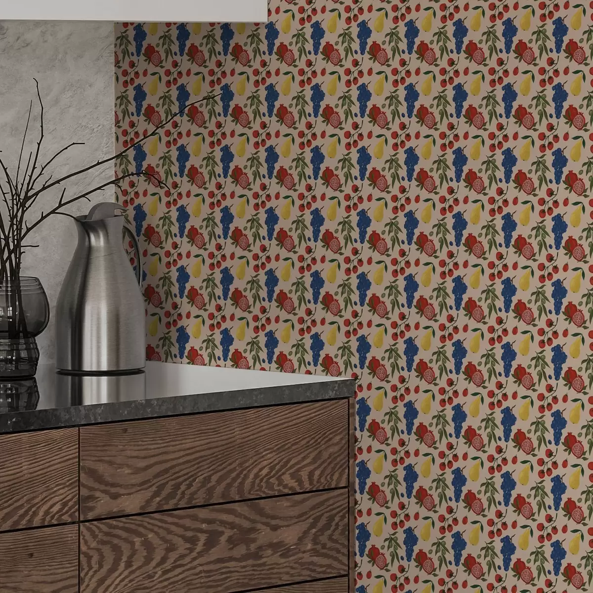 Tapetes Saftīgi augļi uz siltā smilškrāsas fona a00801v1