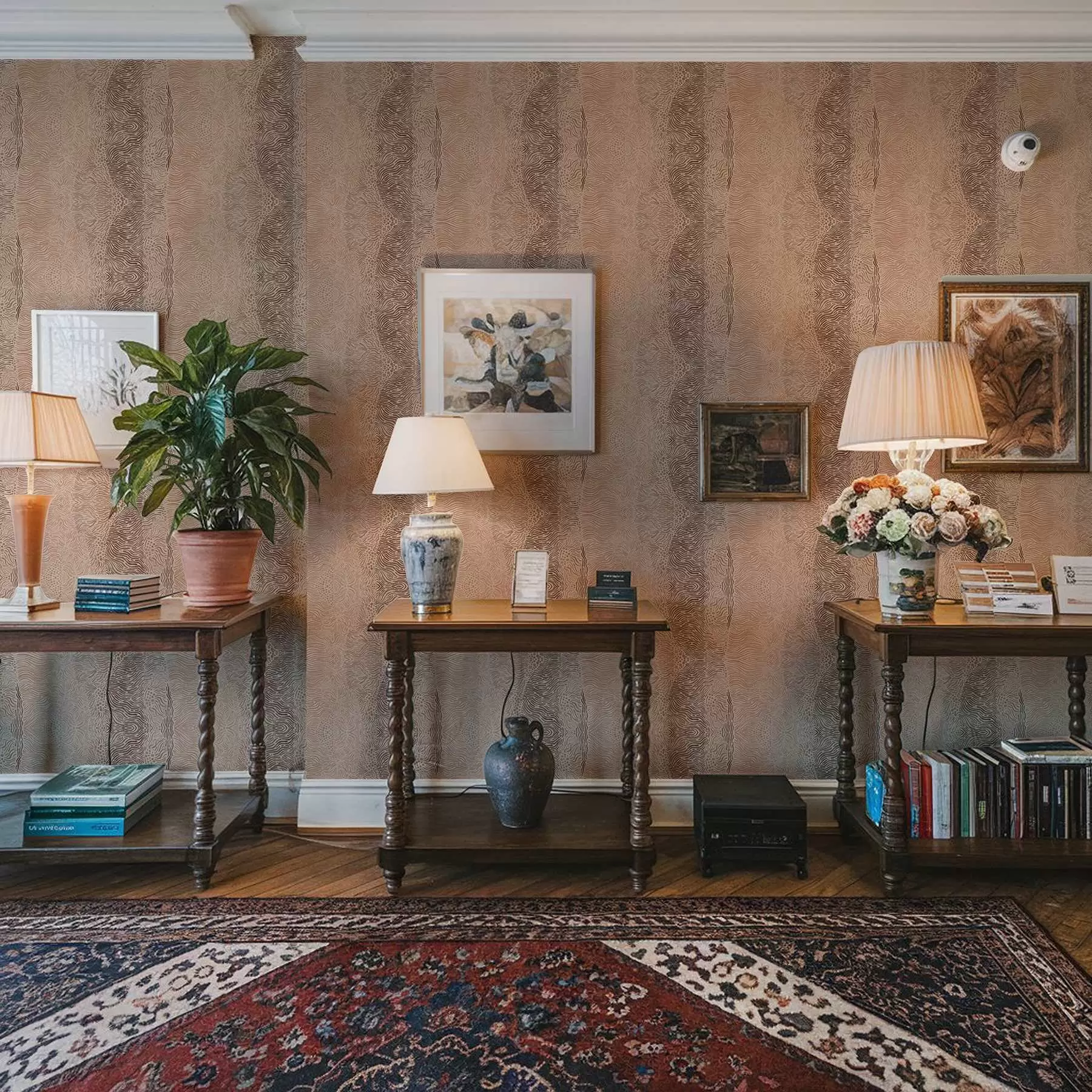 Fototapetes Viļņots ģeometrisks raksts gaiši smilšbrūnā krāsu gamā a00804