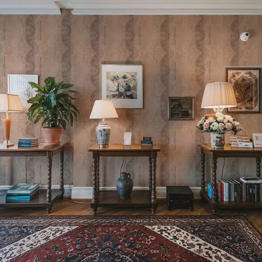 Fototapetes Viļņots ģeometrisks raksts gaiši smilšbrūnā krāsu gamā a00804