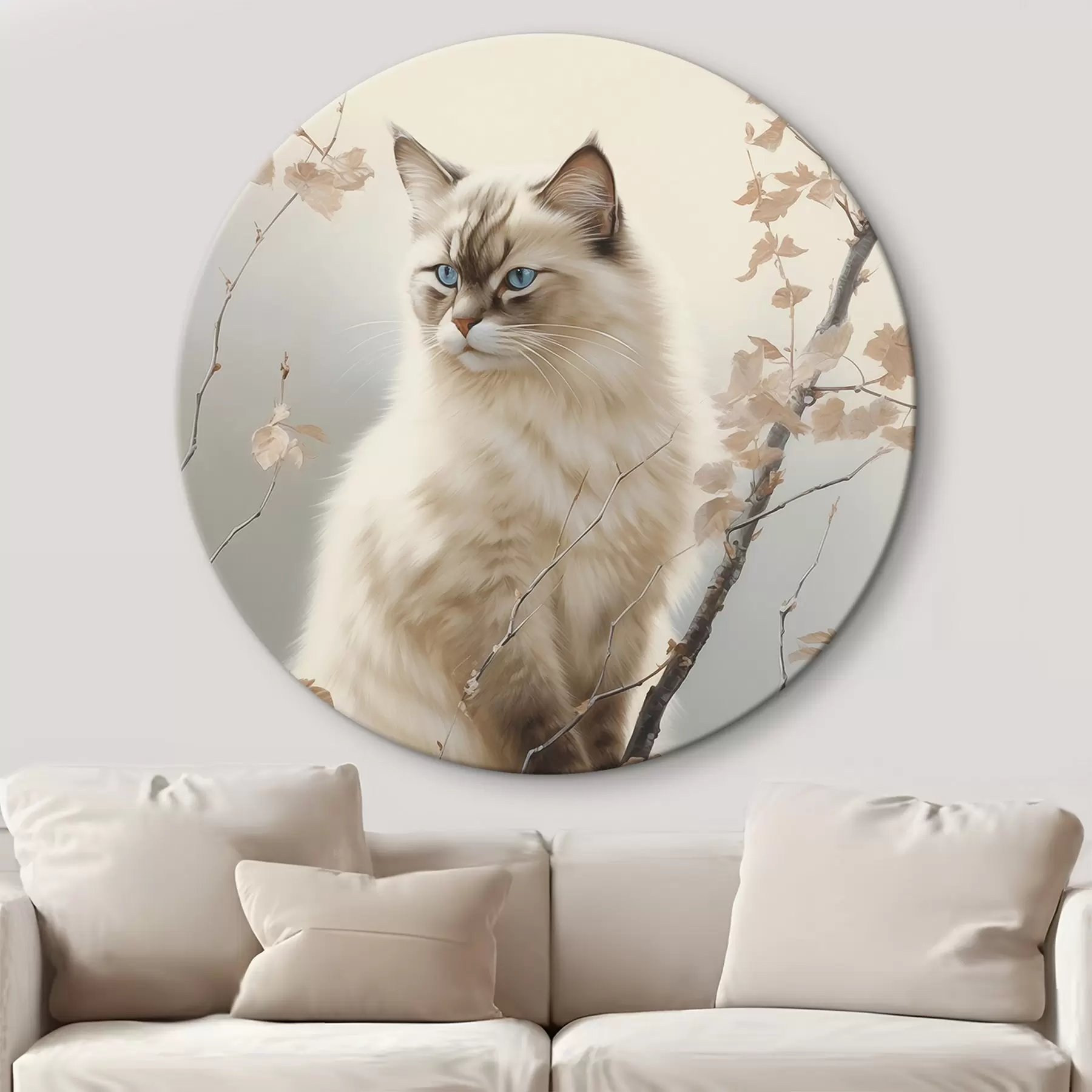 Glezna Kaķis uz koka zara r46300