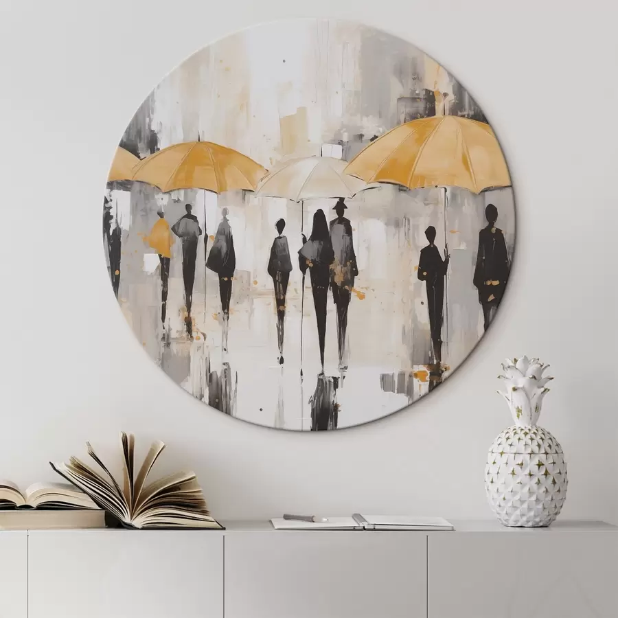 Glezna Abstrakcija par cilvēkiem ar lietussargiem r46304