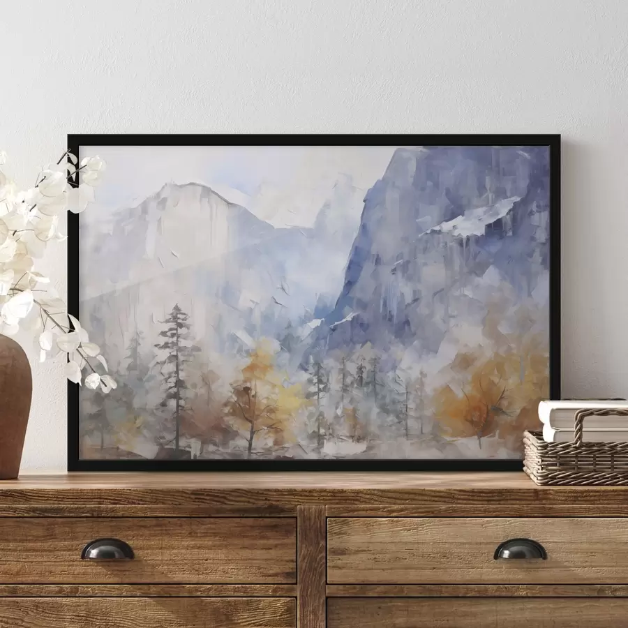 Fototapetes Abstrakts meža ainava kalnu priekšā f46298