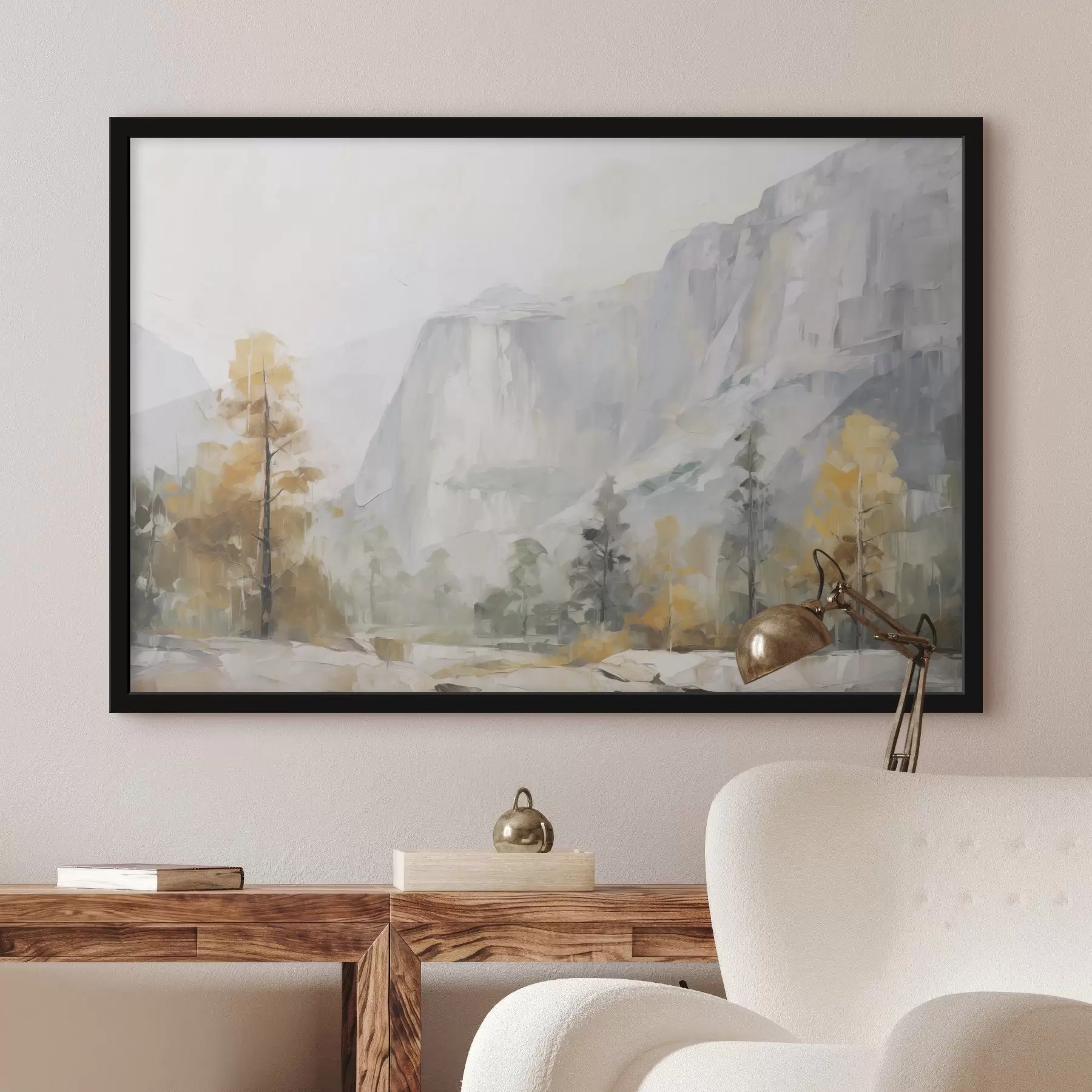 Fototapetes Meža ainava kalnu priekšā, glezna f46299