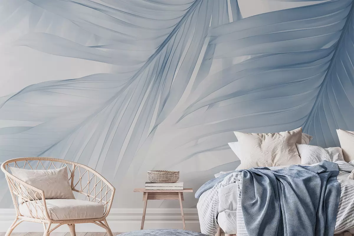 Fototapetes Papardes lapas zilos toņos w04727v1