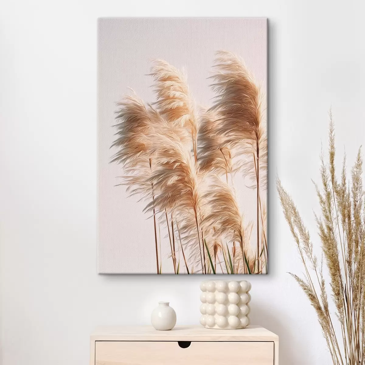 Glezna Pūkaina dekoratīvā zāle uz gaiša fona s46157