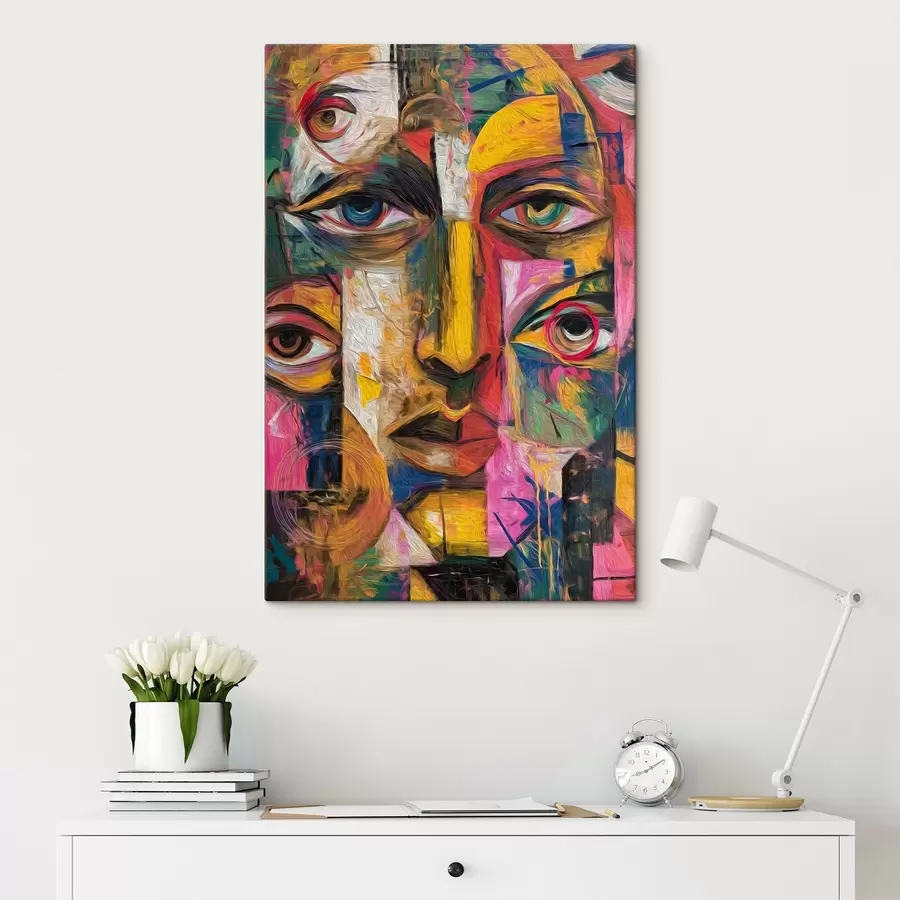 Glezna Abstrakta seja ar spilgtām ģeometriskām formām s46175