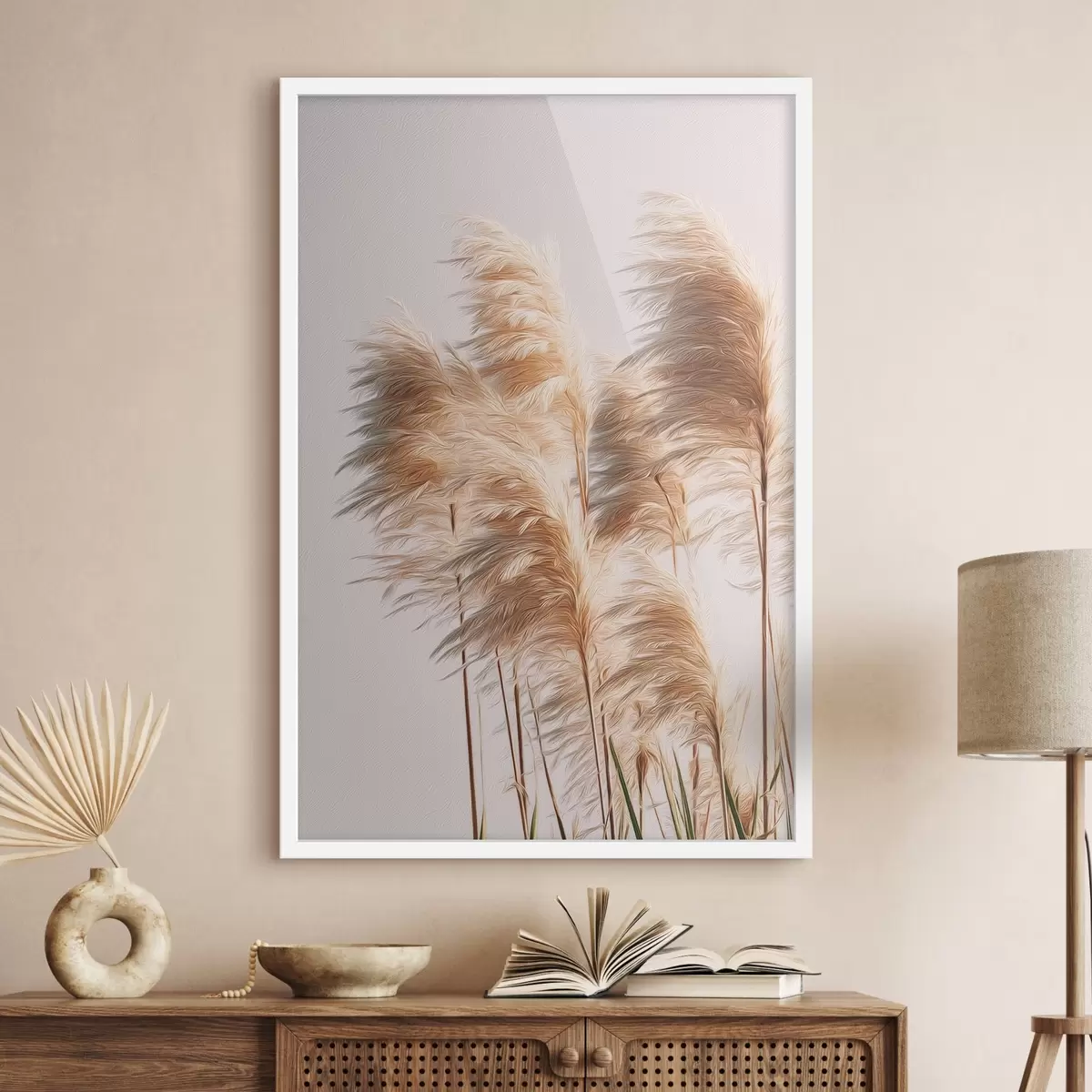 Plakāts Pūkaina dekoratīvā zāle uz gaiša fona f46157