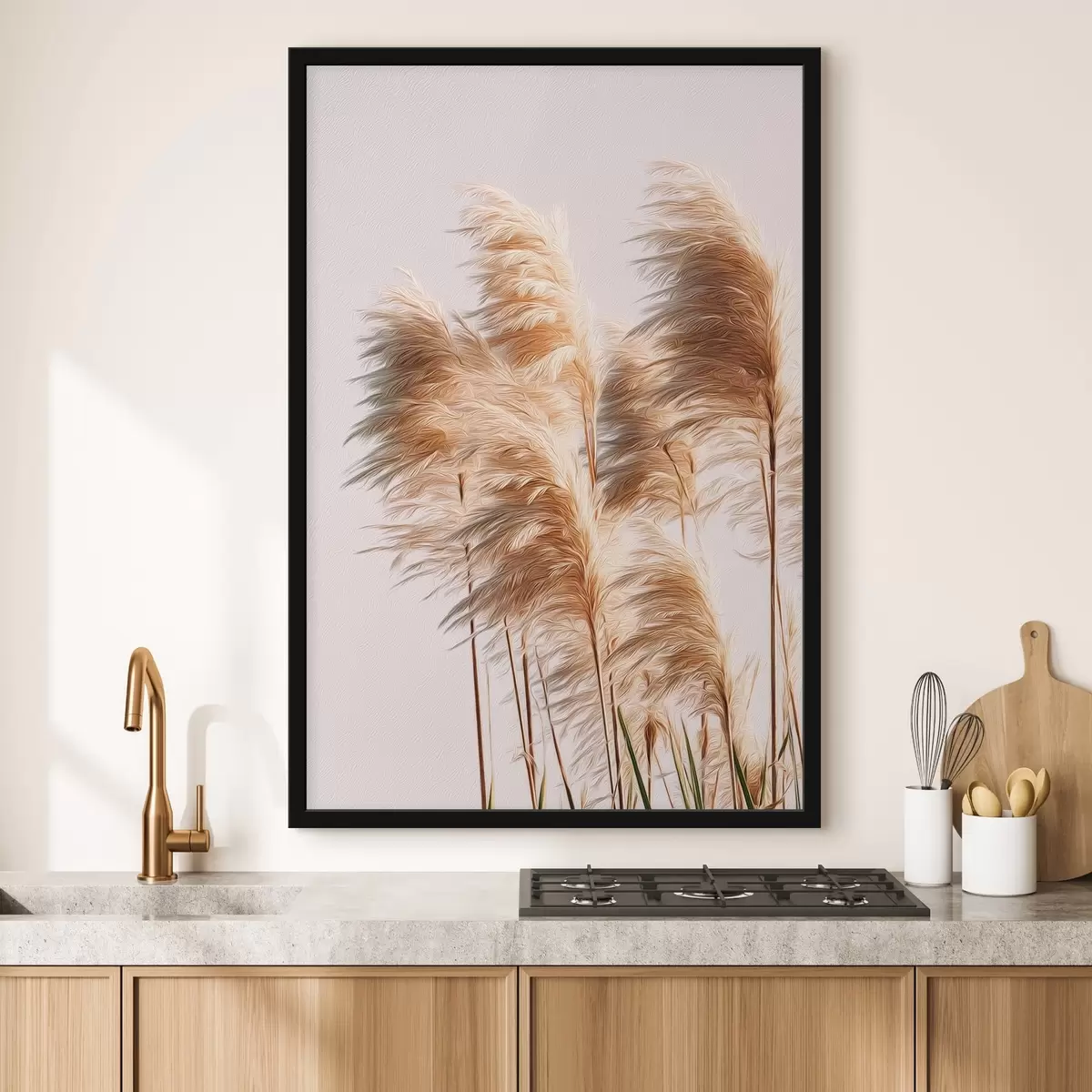 Plakāts Pūkaina dekoratīvā zāle uz gaiša fona f46157