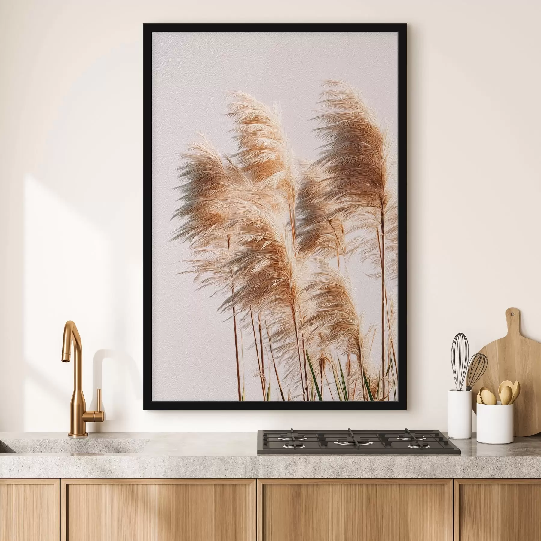 Fototapetes Pūkaina dekoratīvā zāle uz gaiša fona f46157