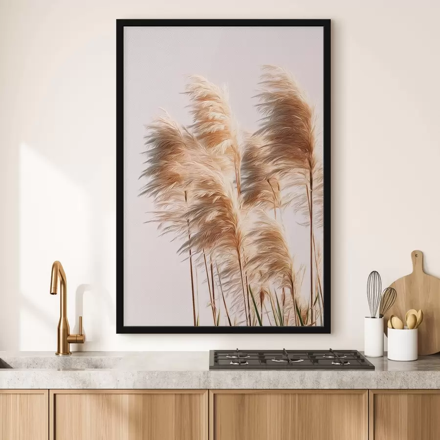 Fototapetes Pūkaina dekoratīvā zāle uz gaiša fona f46157