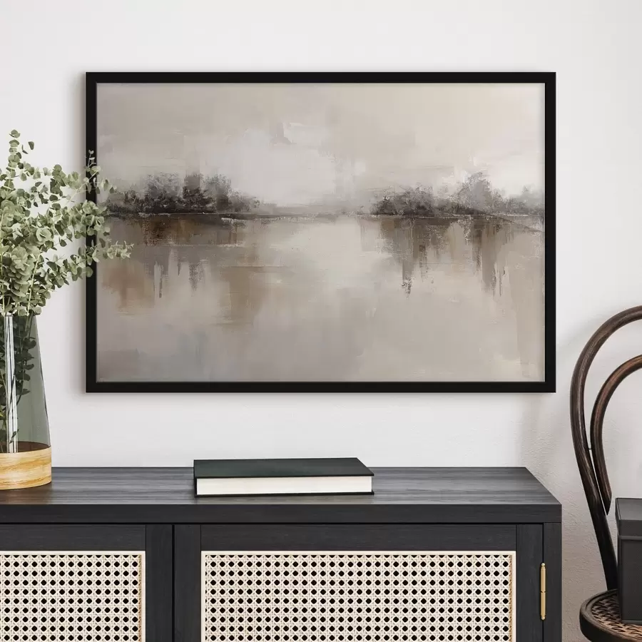 Fototapetes Maigs ainavas skats ar ezeru siltos smilškrāsas toņos f46158