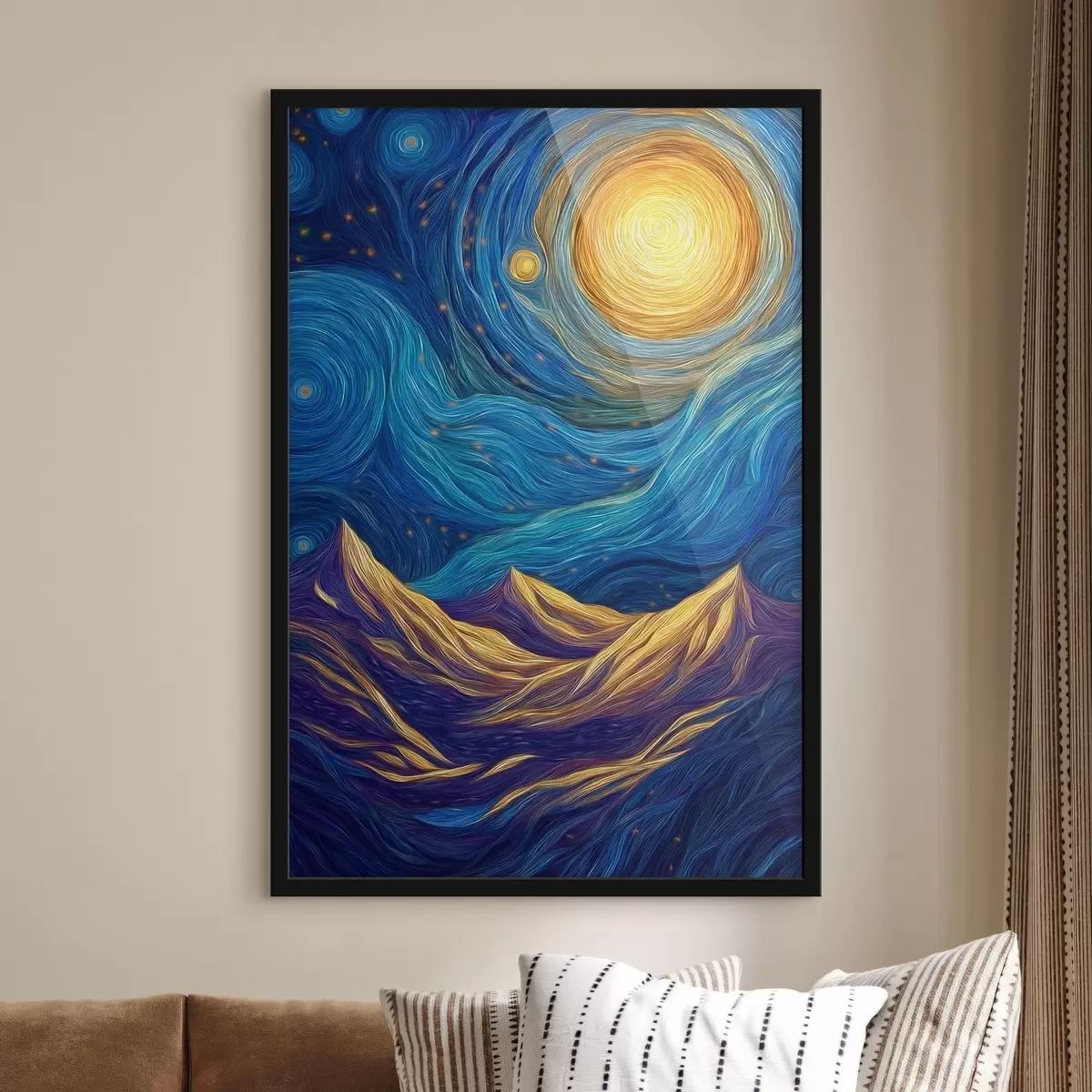 Plakāts Spilgti zvaigžņots debesis virs kalnu virsotnēm f46168