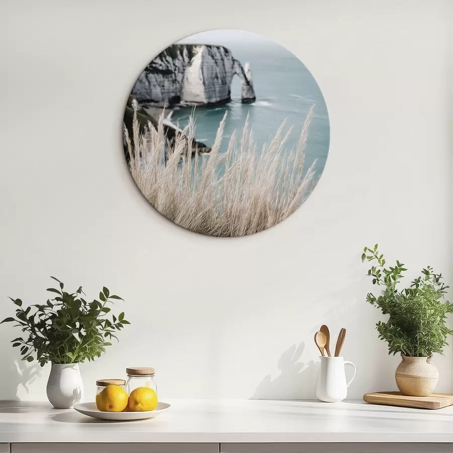 Glezna Jūra un akmens arka, skats caur sausām zālēm r46142