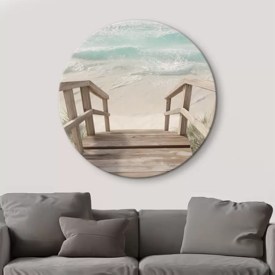 Glezna Koka kāpnes, kas ved uz tirkīza krāsas pludmali r46163