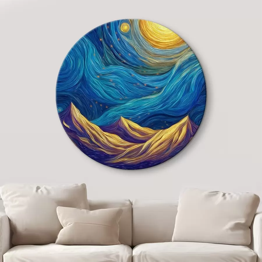 Glezna Spilgti zvaigžņots debesis virs kalnu virsotnēm r46168