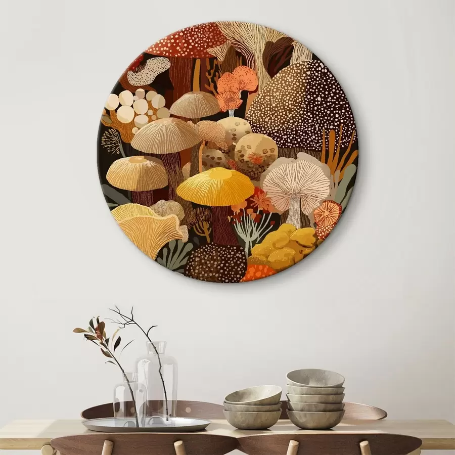 Glezna Dažādu meža sēņu kompozīcija siltos toņos r46170