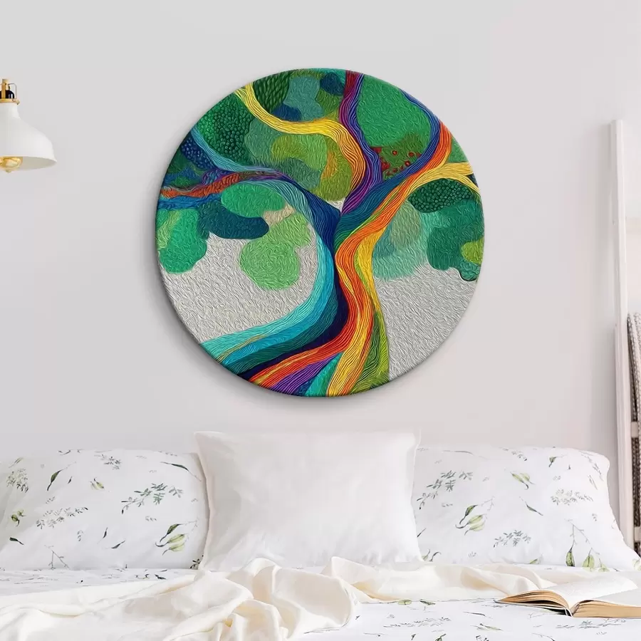 Glezna Koks ar varavīksnes zariem uz zaļa fona r46173