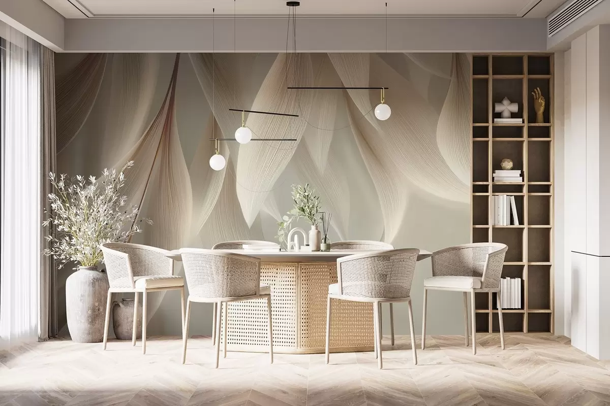 Fototapetes Karājošās lapas ar stilizētu kontūru w04706