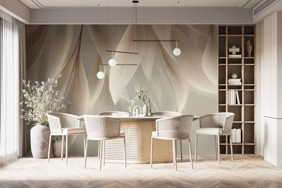 Fototapetes Karājošās lapas ar stilizētu kontūru w04706