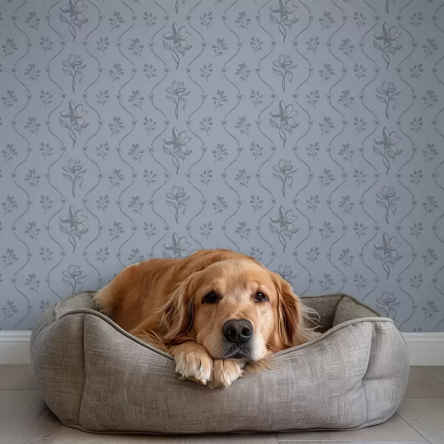 Fototapetes Mazie ziedi un lentes pelēkā-zilā krāsu gamā a00808v2