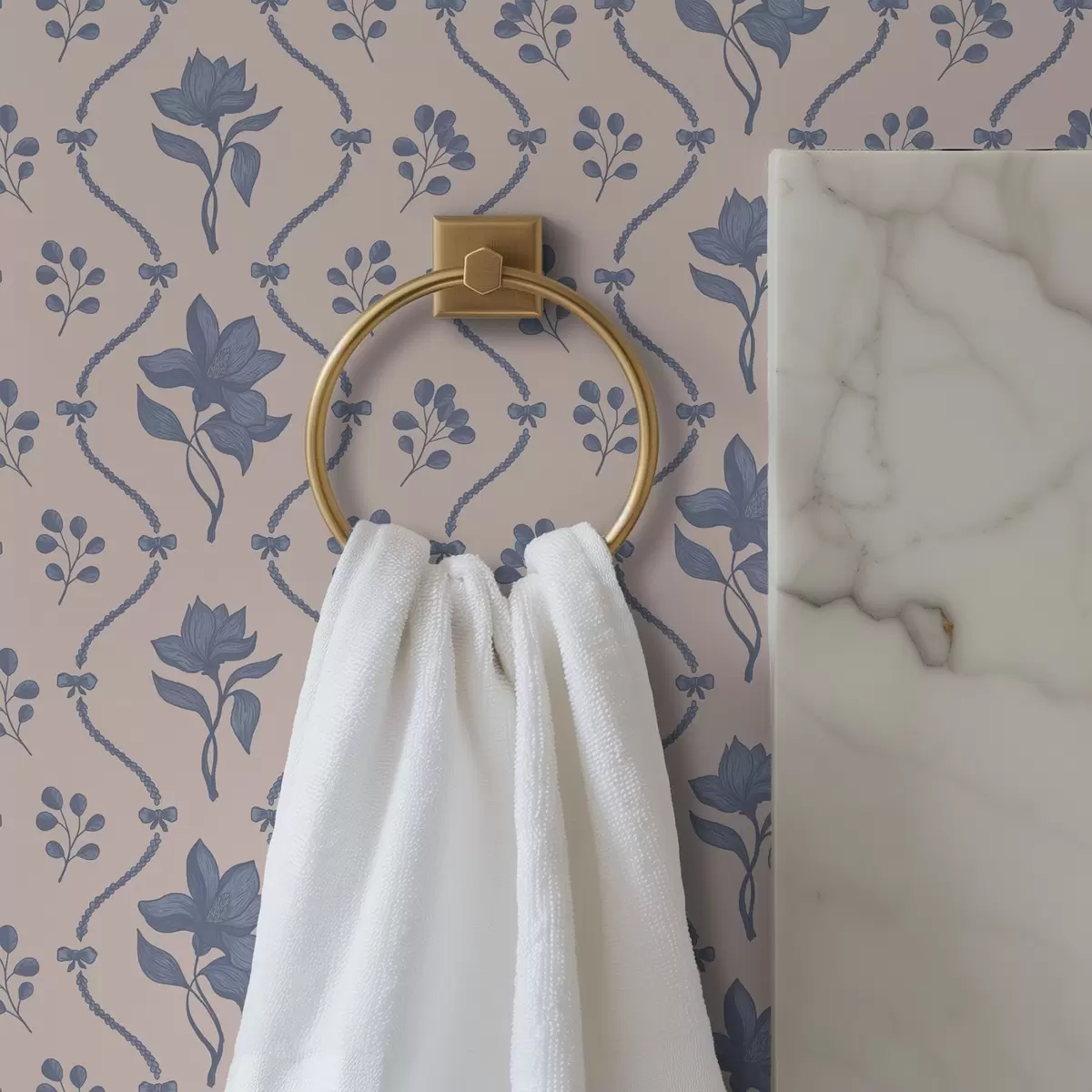 Tapetes Mazie ziedi un lentes zilos un rozā toņos a00808v3