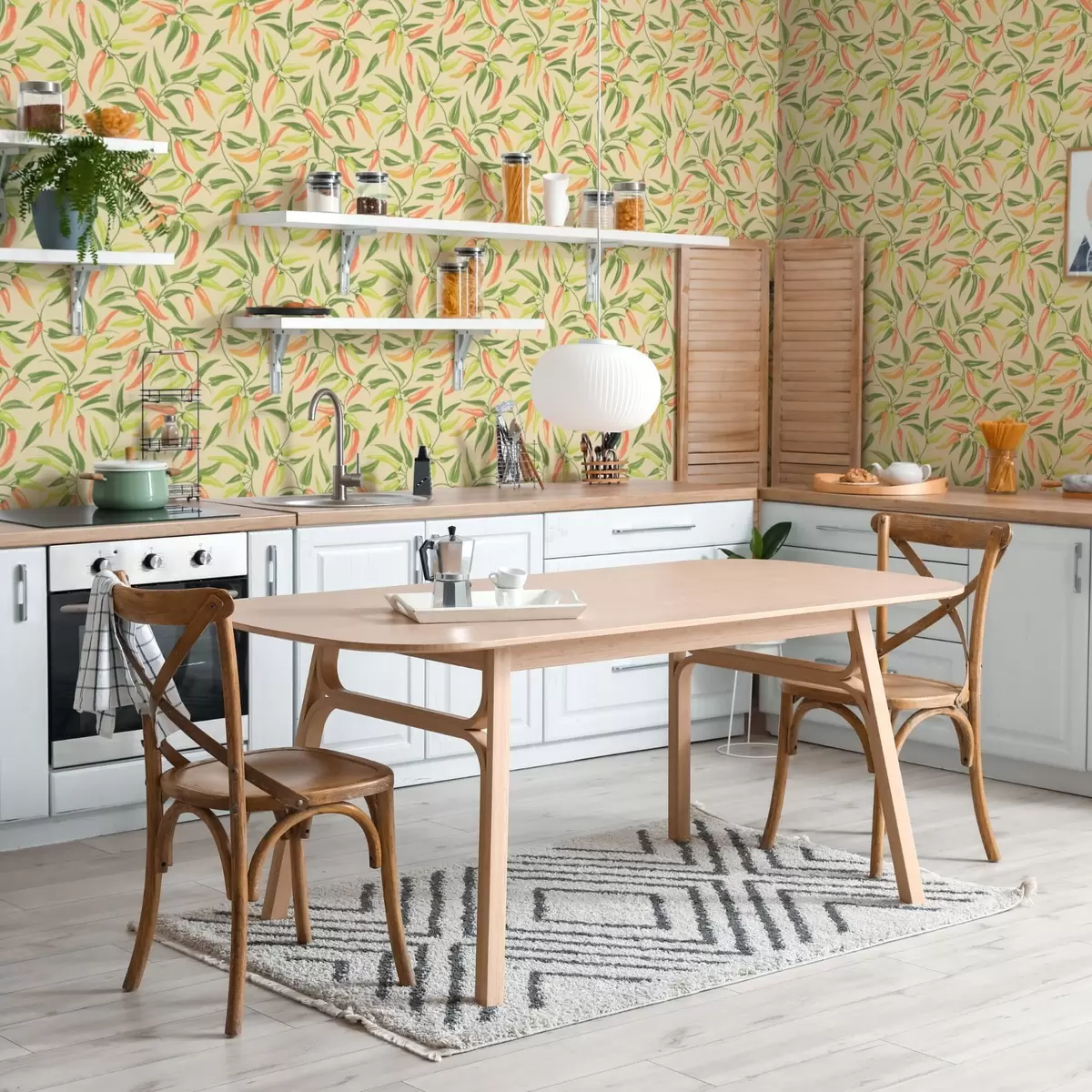 Tapetes Zari ar sarkaniem un zaļiem pipariem uz siltā fona a00829