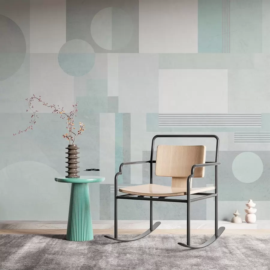 Fototapetes abstrakta ģeometrija pelēkzaļos toņos w04635v3