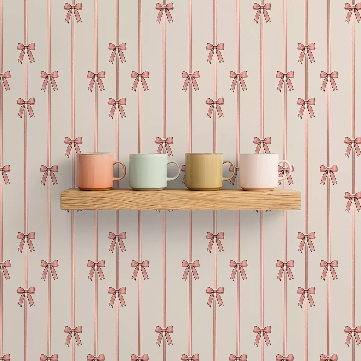 Tapetes Vertikālas lentes ar lencēm, ziloņkaula fons a00653