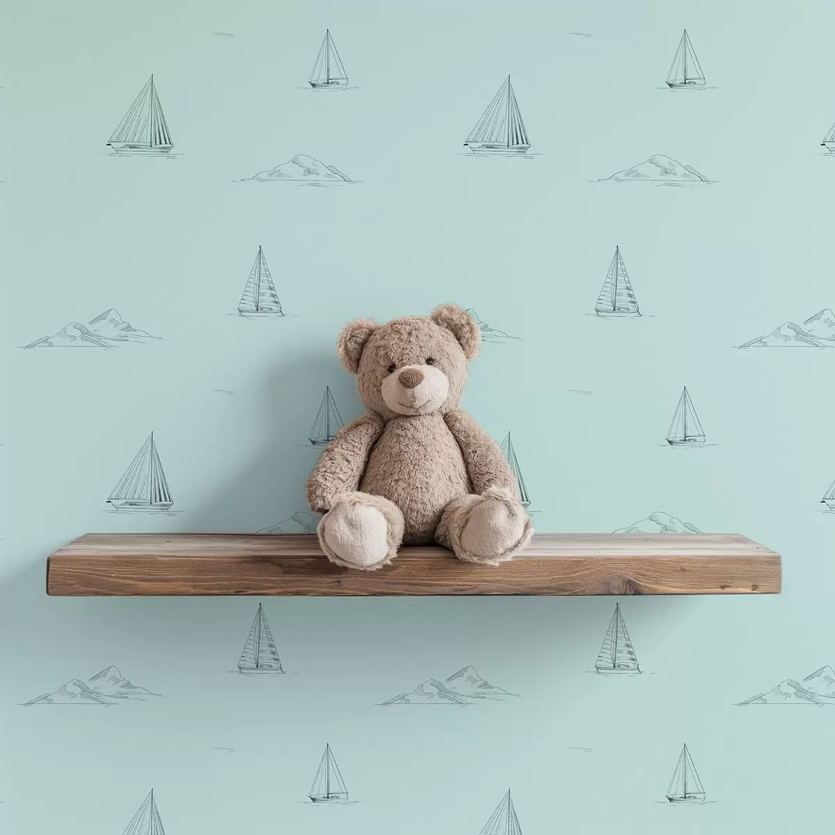 Tapetes Skices jahtas un salas, piparmētru zaļš fons a00654v4