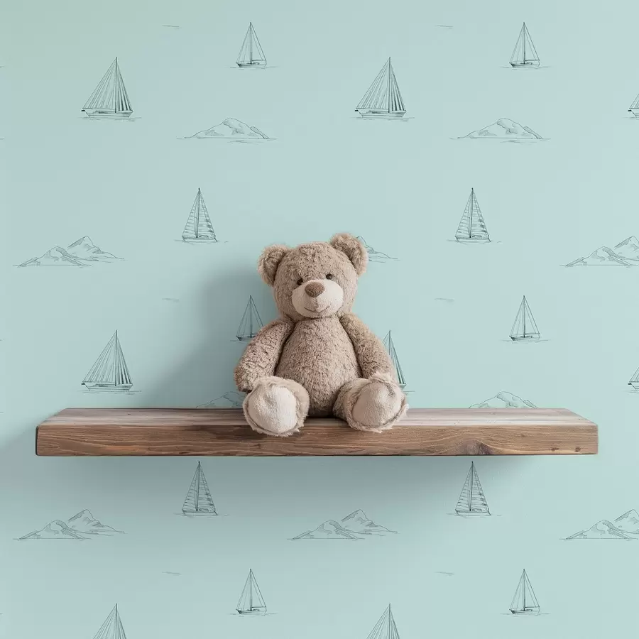 Fototapetes Skices jahtas un salas, piparmētru zaļš fons a00654v4