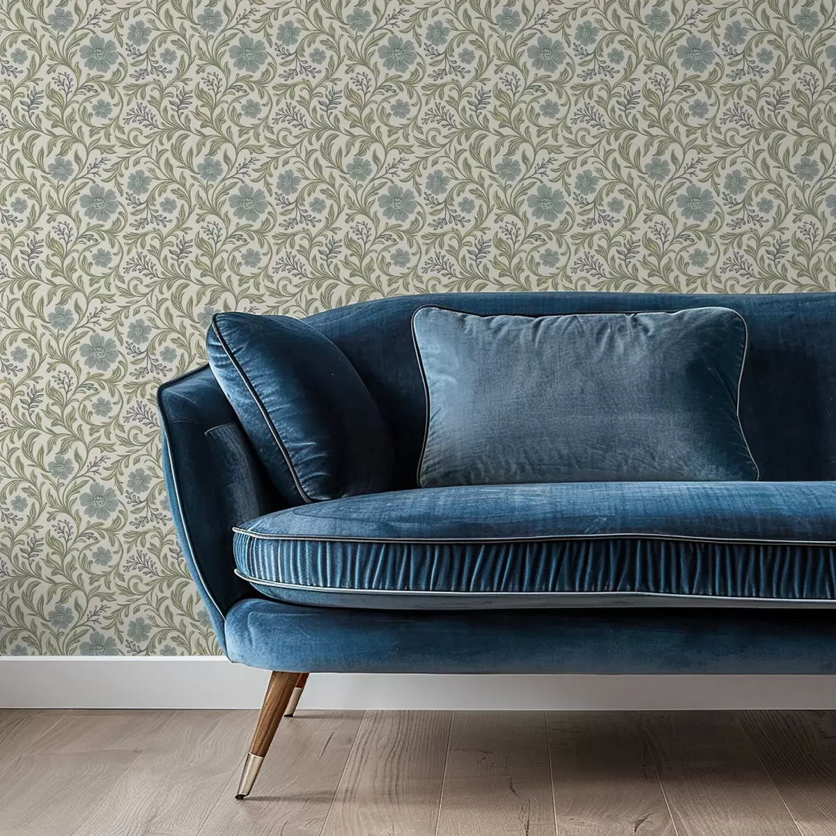 Tapetes Salvijas pelēks ziedu ornamenti uz gaiša fona a00712