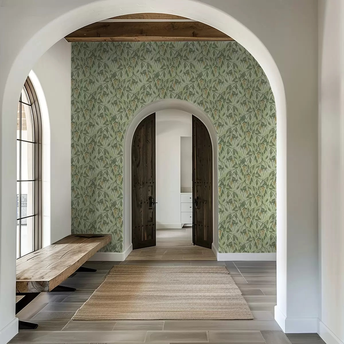 Tapetes Zari ar ogu ķekariem uz zaļa fona a00734